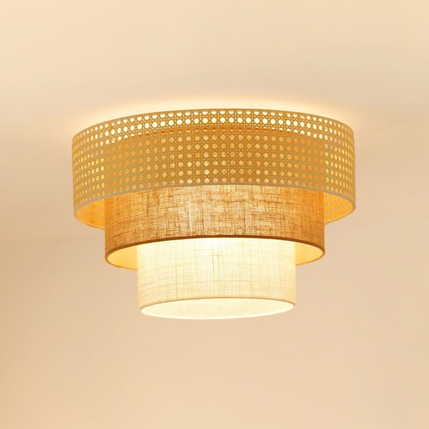 Brilagi - Kattovalo CEDAR LUNETA 1xE27/15W/230V halkaisija 45 cm beige/ruskea/kerma