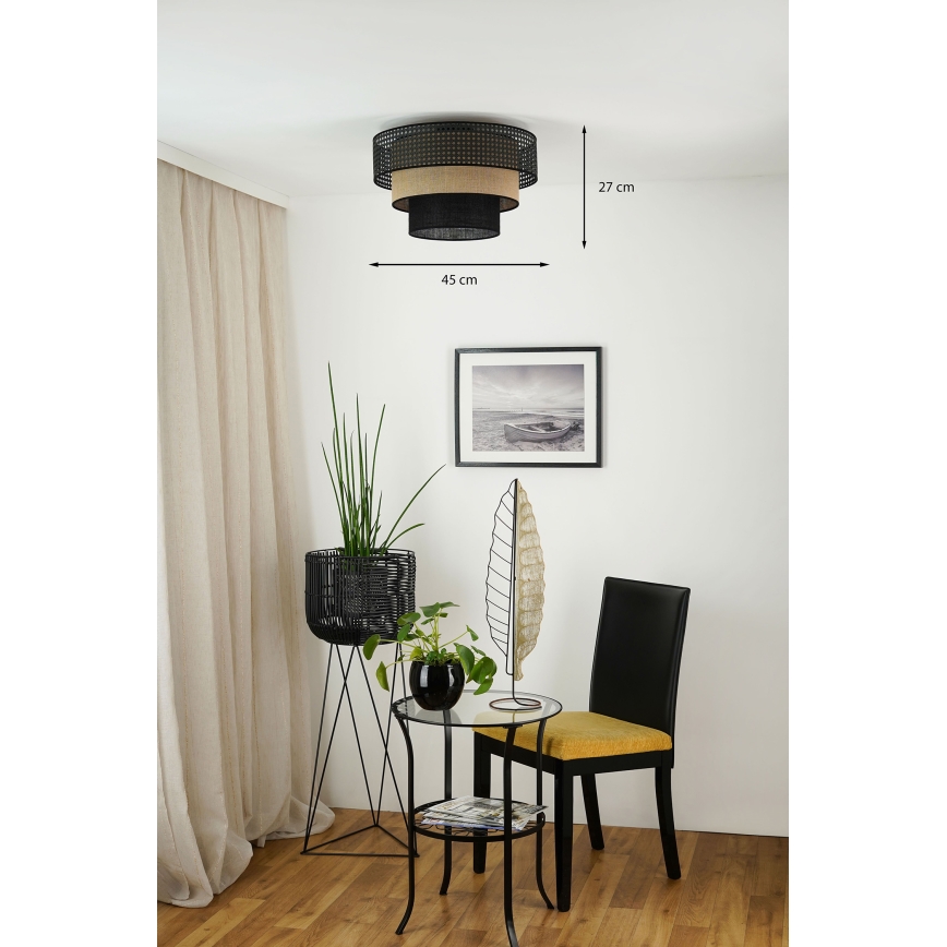 Brilagi - Kattovalo DAKOTA LUNETA 1xE27/15W/230V halkaisija 45 cm musta/beige