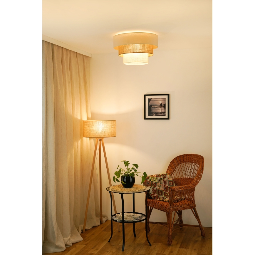 Brilagi-Kattovalo DENVER LUNETA 1xE27/15W/230V halkaisija 45 beige/ruskea/kerma