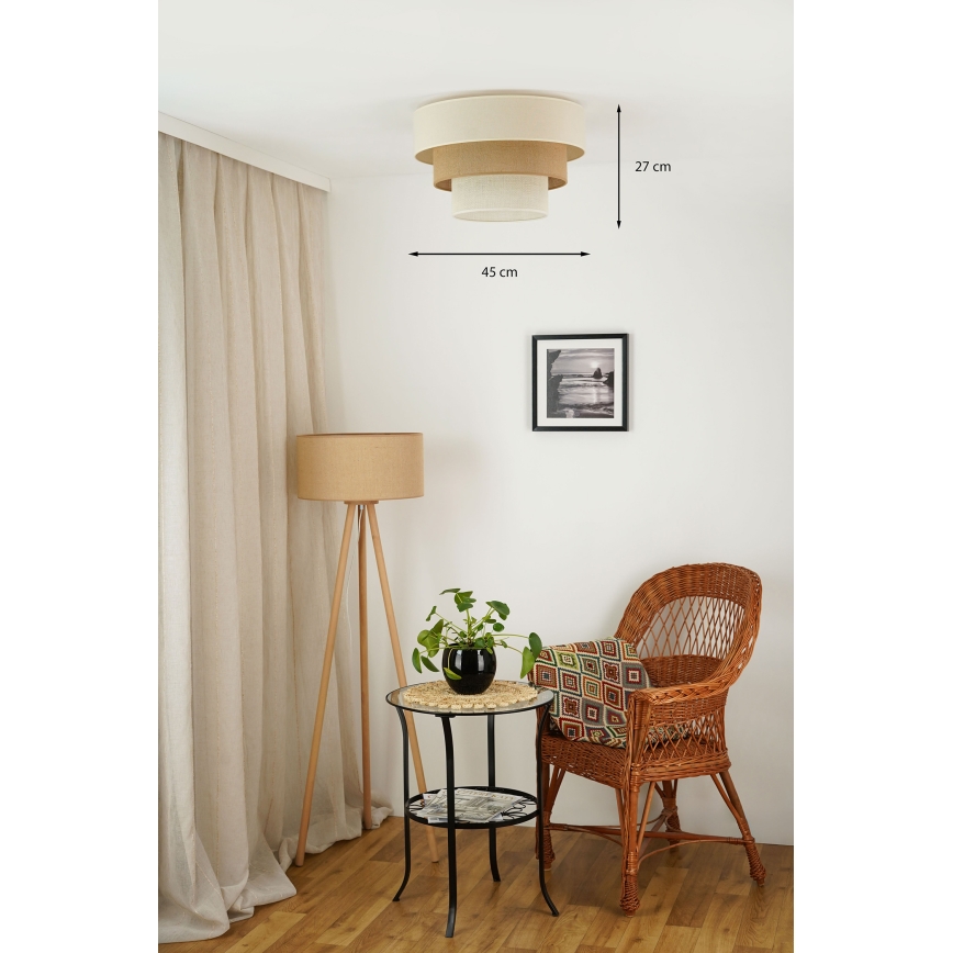 Brilagi-Kattovalo DENVER LUNETA 1xE27/15W/230V halkaisija 45 beige/ruskea/kerma