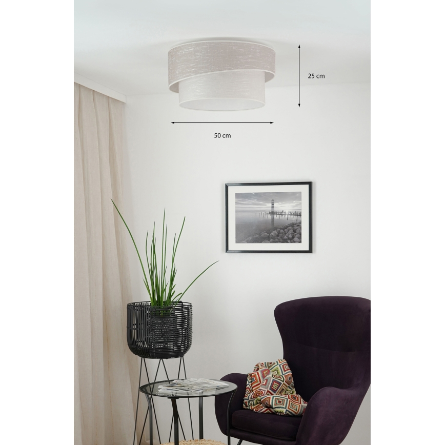 Brilagi - Kattovalo DOVER SHINE 1xE27/15W/230V halkaisija 50 cm harmaa/kerma