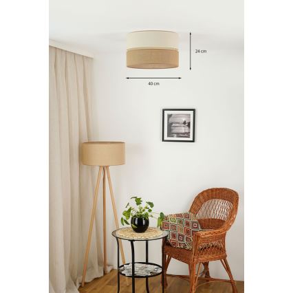 Brilagi - Kattovalo ROYAL YUTE 1xE27/15W/230V halkaisija 40 cm beige/kerma