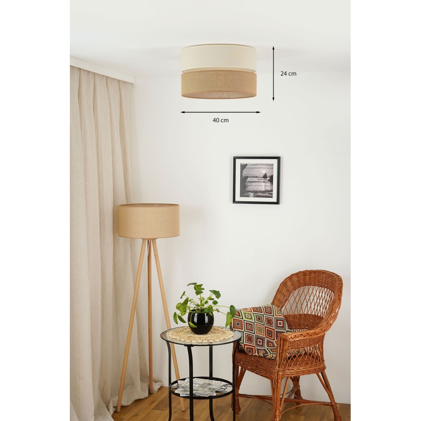 Brilagi - Kattovalo ROYAL YUTE 1xE27/15W/230V halkaisija 40 cm beige/kerma