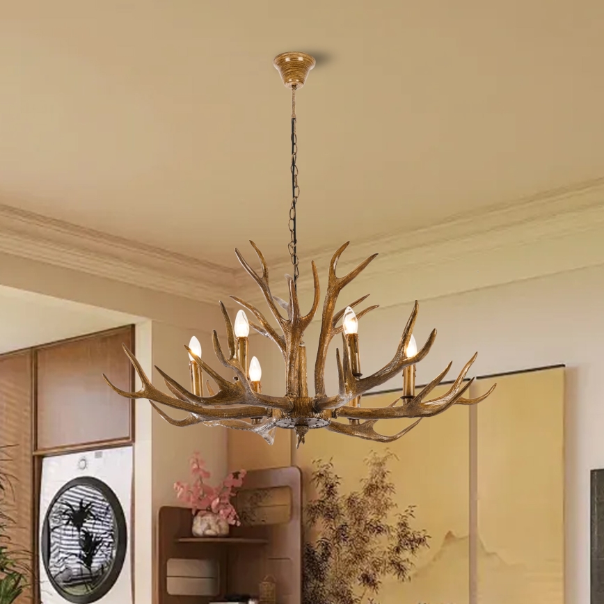 Brilagi - Ketjullinen kattokruunu DEER 6xE14/10W/230V halkaisija 102 cm