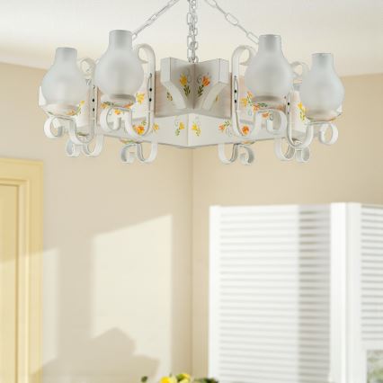 Brilagi - Ketjullinen kattokruunu QUEEN 8xE14/40W/230V pyökki/kerma