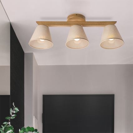 Brilagi - Kiinteä kattokruunu ANTHONY 3xE14/40W/230V tammi/beige