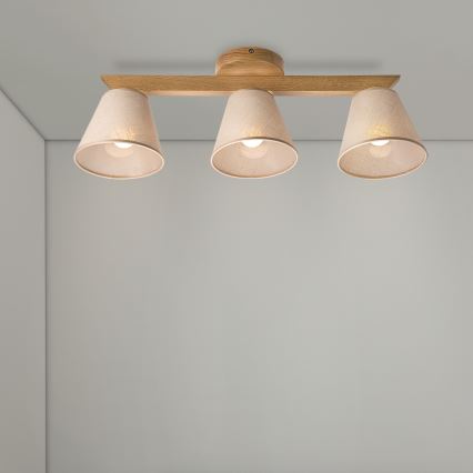 Brilagi - Kiinteä kattokruunu ANTHONY 3xE14/40W/230V tammi/beige