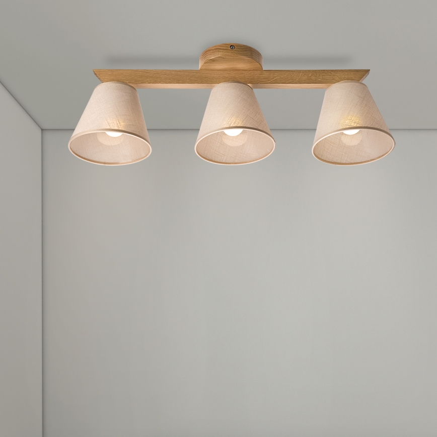 Brilagi - Kiinteä kattokruunu ANTHONY 3xE14/40W/230V tammi/beige