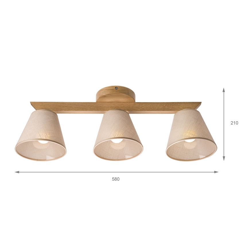 Brilagi - Kiinteä kattokruunu ANTHONY 3xE14/40W/230V tammi/beige