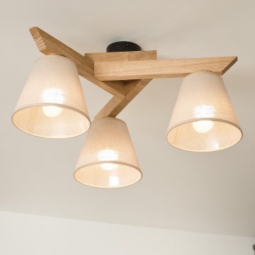 Brilagi - Kiinteä kattokruunu ANTHONY 3xE14/40W/230V tammi/beige