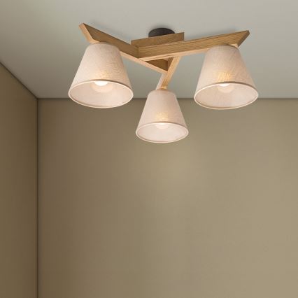Brilagi - Kiinteä kattokruunu ANTHONY 3xE14/40W/230V tammi/beige