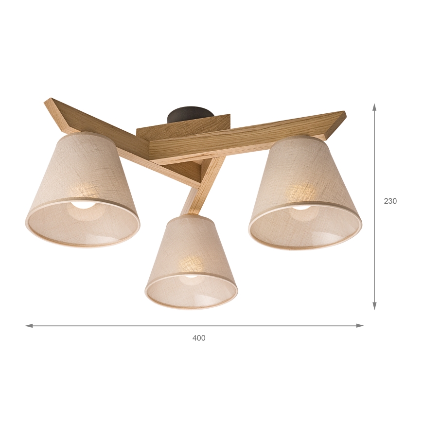 Brilagi - Kiinteä kattokruunu ANTHONY 3xE14/40W/230V tammi/beige