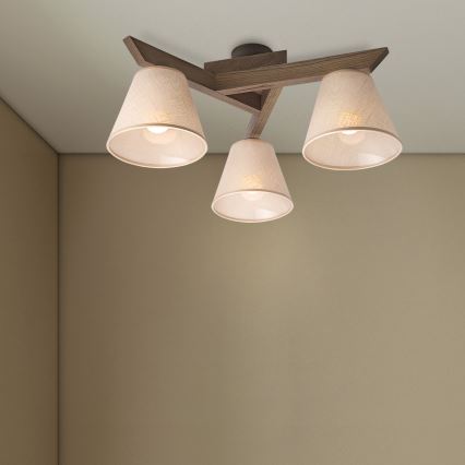 Brilagi - Kiinteä kattokruunu ANTHONY 3xE14/40W/230V tammi/beige