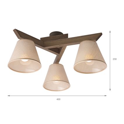 Brilagi - Kiinteä kattokruunu ANTHONY 3xE14/40W/230V tammi/beige
