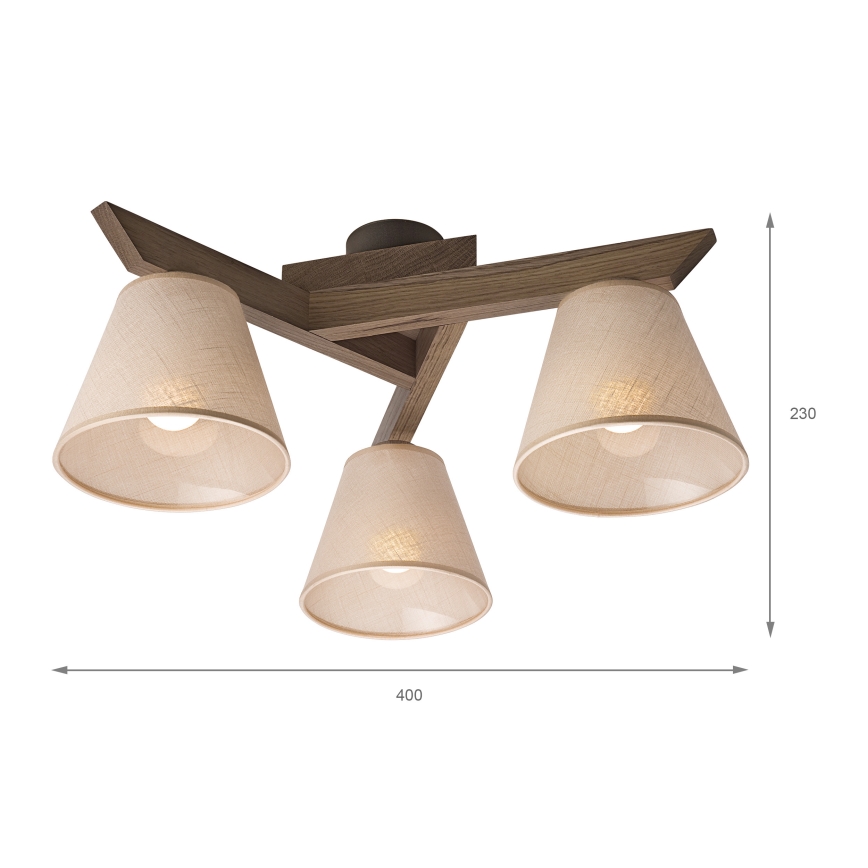 Brilagi - Kiinteä kattokruunu ANTHONY 3xE14/40W/230V tammi/beige