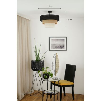 Brilagi - Kiinteä kattokruunu ASPEN LUNETA 1xE27/15W/230V halkaisija 45 cm musta/beige/kerma