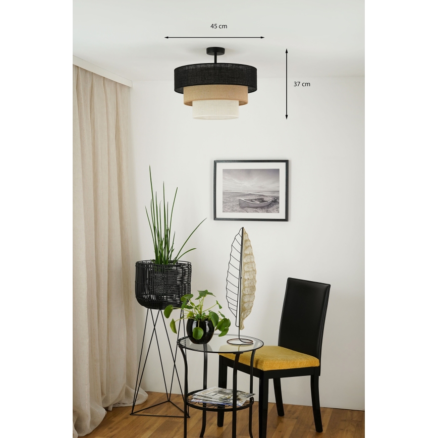 Brilagi - Kiinteä kattokruunu ASPEN LUNETA 1xE27/15W/230V halkaisija 45 cm musta/beige/kerma