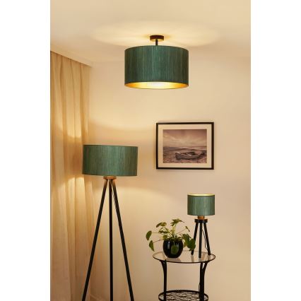 Brilagi - Kiinteä kattokruunu BOSTON ROLLER 1xE27/15W/230V halkaisija 45 cm olki vihreä/kulta