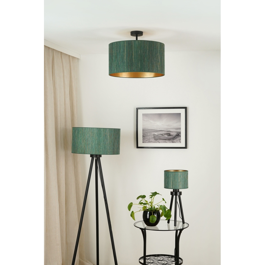 Brilagi - Kiinteä kattokruunu BOSTON ROLLER 1xE27/15W/230V halkaisija 45 cm olki vihreä/kulta