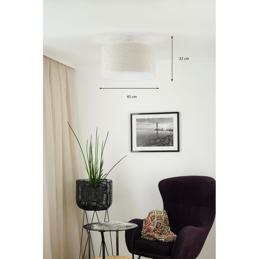 Brilagi - Kiinteä kattokruunu BOUCLE ROLLER 1xE27/15W/230V halkaisija 45 cm kerma