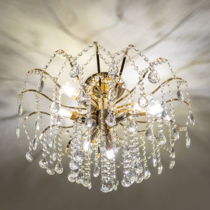 Brilagi - Kiinteä kattokruunu CRYSTAL 6xE14/60W/230V kulta