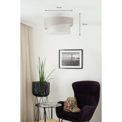 Brilagi - Kiinteä kattokruunu DOVER SHINE 1xE27/15W/230V halkaisija 50 cm harmaa/kerma