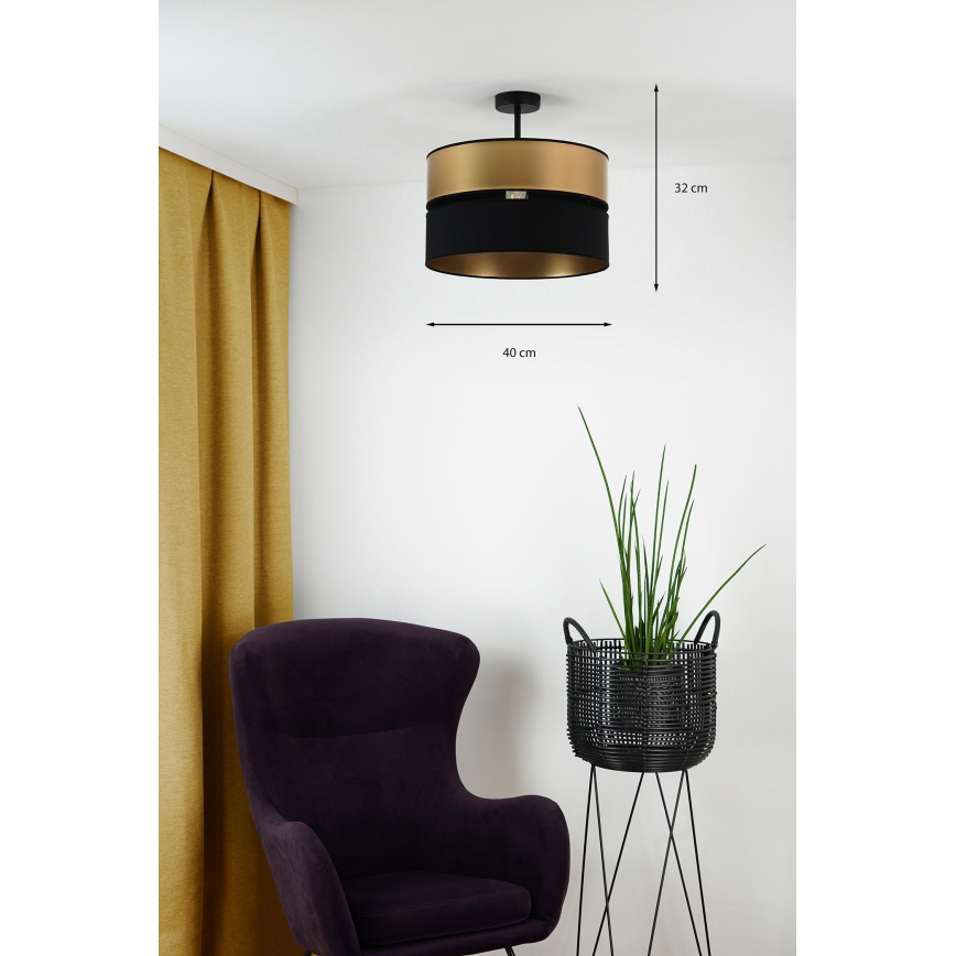 Brilagi - Kiinteä kattokruunu ROYAL 1xE27/15W/230V halkaisija 40 cm musta/kulta