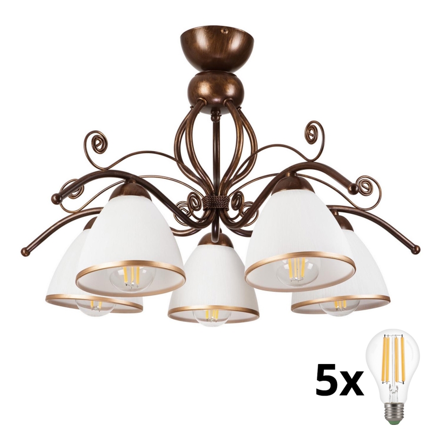 Brilagi - Kiinteä LED-kattokruunu ANTICO 5xE27/60W/230V pronssi patina