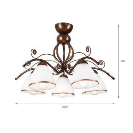 Brilagi - Kiinteä LED-kattokruunu ANTICO 5xE27/60W/230V pronssi patina