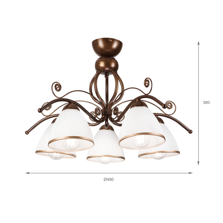 Brilagi - Kiinteä LED-kattokruunu ANTICO 5xE27/60W/230V pronssi patina