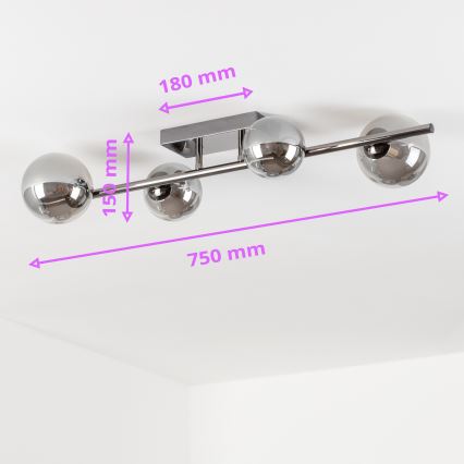 Brilagi - Kiinteä LED-kattokruunu MILLA 4xG9/3W/230V kiiltävä kromi/savuinen