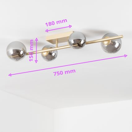 Brilagi - Kiinteä LED-kattokruunu MILLA 4xG9/3W/230V kulta/savuinen