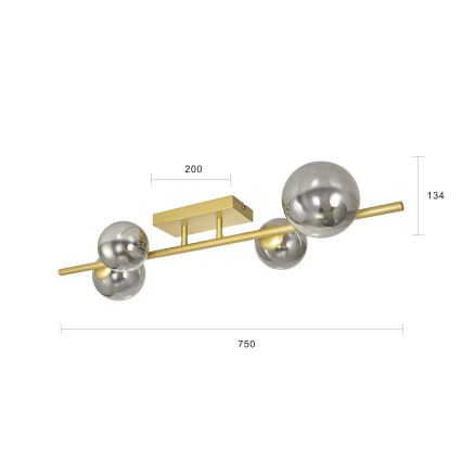 Brilagi - Kiinteä LED-kattokruunu MILLA 4xG9/3W/230V kulta/savuinen