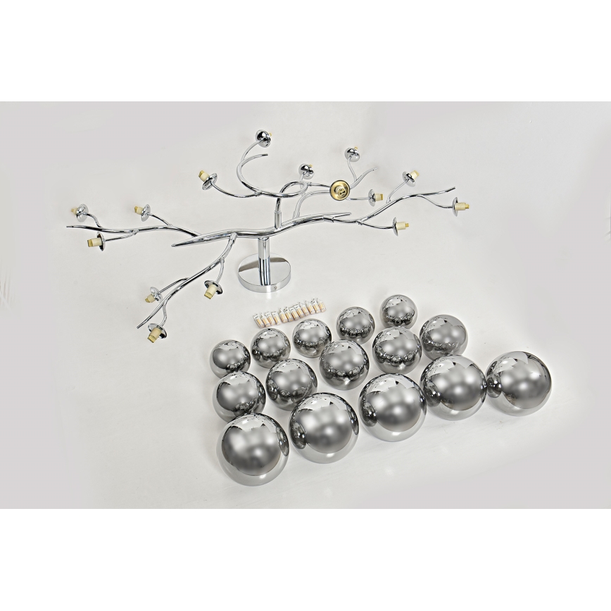 Brilagi - Kiinteä LED-kattokruunu MISTEL 15xG9/3W/230V kiiltävä kromi/savuinen