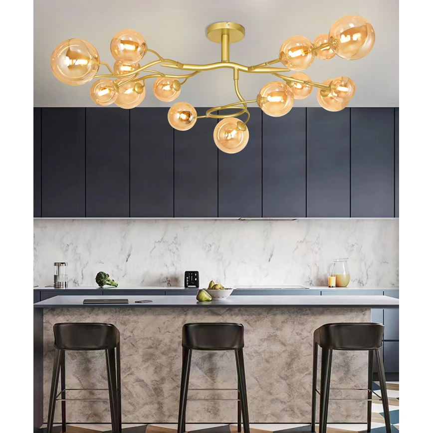 Brilagi - Kiinteä LED-kattokruunu MISTEL 15xG9/3W/230V kulta