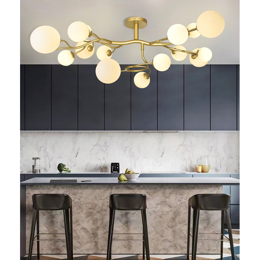 Brilagi - Kiinteä LED-kattokruunu MISTEL 15xG9/3W/230V kulta/valkoinen