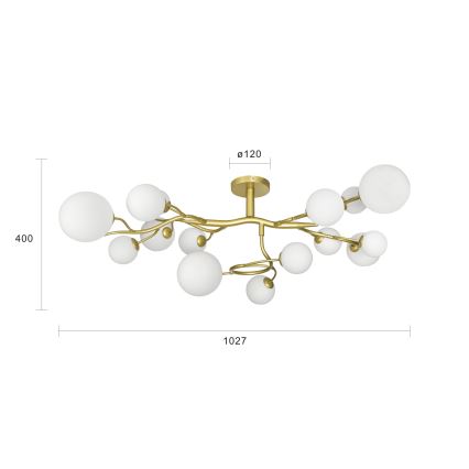 Brilagi - Kiinteä LED-kattokruunu MISTEL 15xG9/3W/230V kulta/valkoinen
