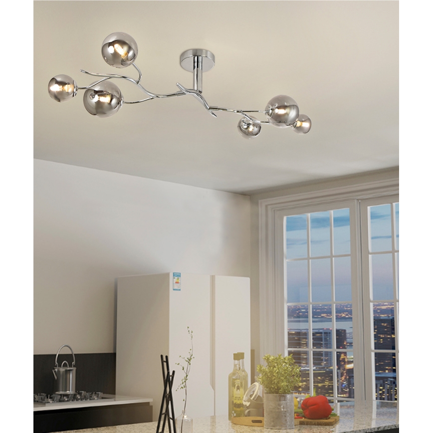 Brilagi - Kiinteä LED-kattokruunu MISTEL 6xG9/3W/230V kiiltävä kromi/savuinen
