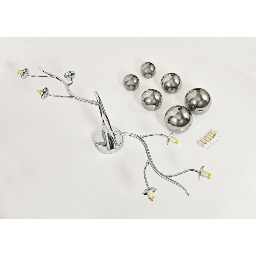 Brilagi - Kiinteä LED-kattokruunu MISTEL 6xG9/3W/230V kiiltävä kromi/savuinen