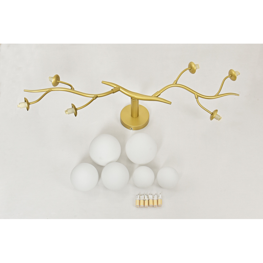 Brilagi - Kiinteä LED-kattokruunu MISTEL 6xG9/3W/230V kulta/valkoinen