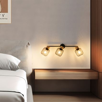 Brilagi - Kohdevalaisin BASKLITE 3xE27/15W/230V kumipuu/musta