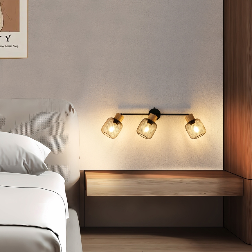 Brilagi - Kohdevalaisin BASKLITE 3xE27/15W/230V kumipuu/musta