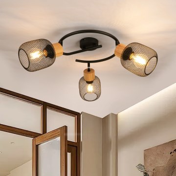 Brilagi - Kohdevalaisin BASKLITE 3xE27/15W/230V kumipuu/musta