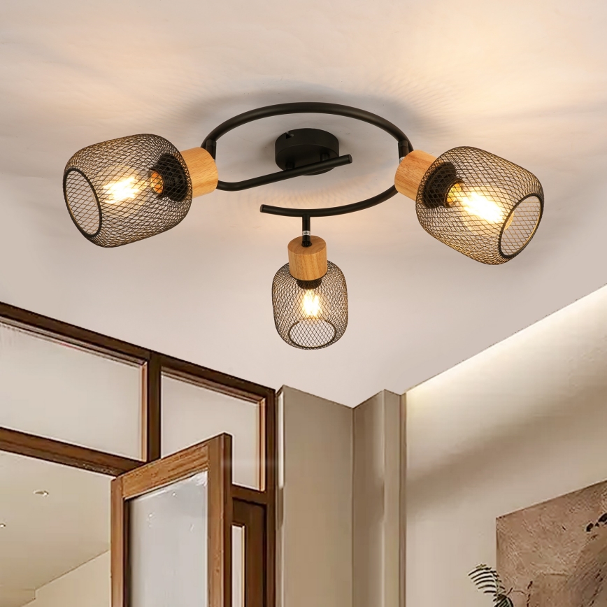 Brilagi - Kohdevalaisin BASKLITE 3xE27/15W/230V kumipuu/musta