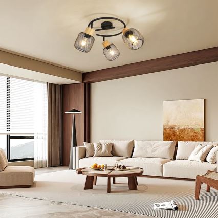 Brilagi - Kohdevalaisin BASKLITE 3xE27/15W/230V kumipuu/musta