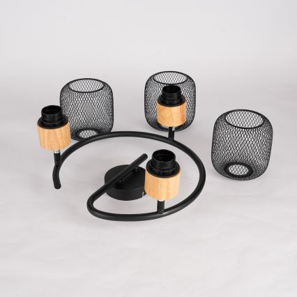 Brilagi - Kohdevalaisin BASKLITE 3xE27/15W/230V kumipuu/musta