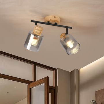 Brilagi - Kohdevalaisin HYGGE 2xE14/15W/230V kumipuinen/savunvärinen