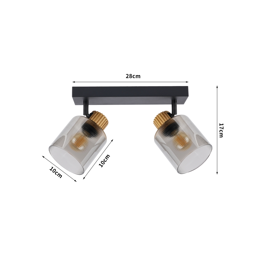 Brilagi - Kohdevalaisin HYGGE 2xE14/15W/230V musta/savunharmaa