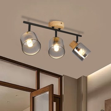 Brilagi - Kohdevalaisin HYGGE 3xE14/15W/230V kumipuu/savunharmaa