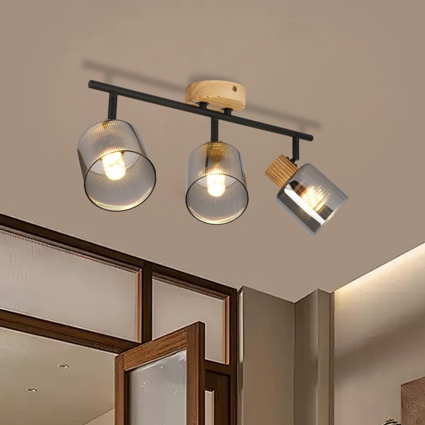 Brilagi - Kohdevalaisin HYGGE 3xE14/15W/230V kumipuu/savunharmaa